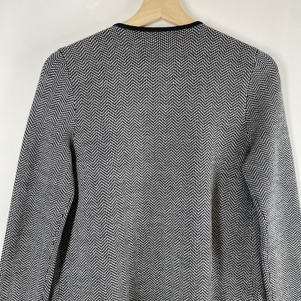 Talbots Womens Merino Wool Front Open Knit Drape Cardigan Herringbone Sz XS Gray - Picture 8 of 16